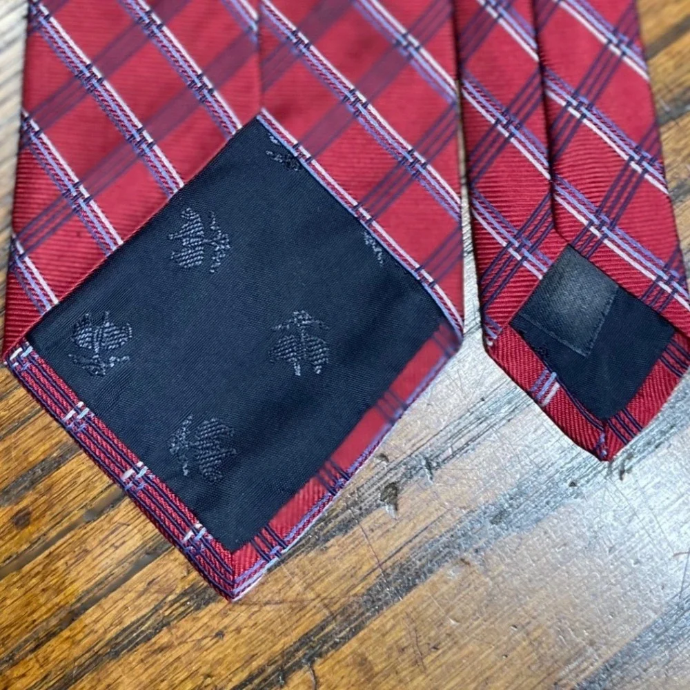 Brooks Brothers Makers Red White Blue Windowpane Plaid Silk Necktie Mens Classic